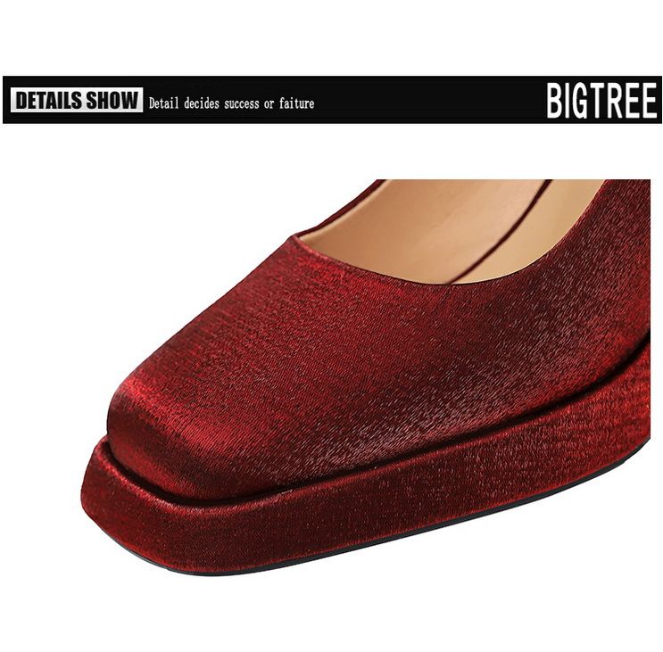 9982-K105 Style Banquet Wedding Coarse Super High Heels Waterproof Platform Silk Strap Single Shoes_voghion.com