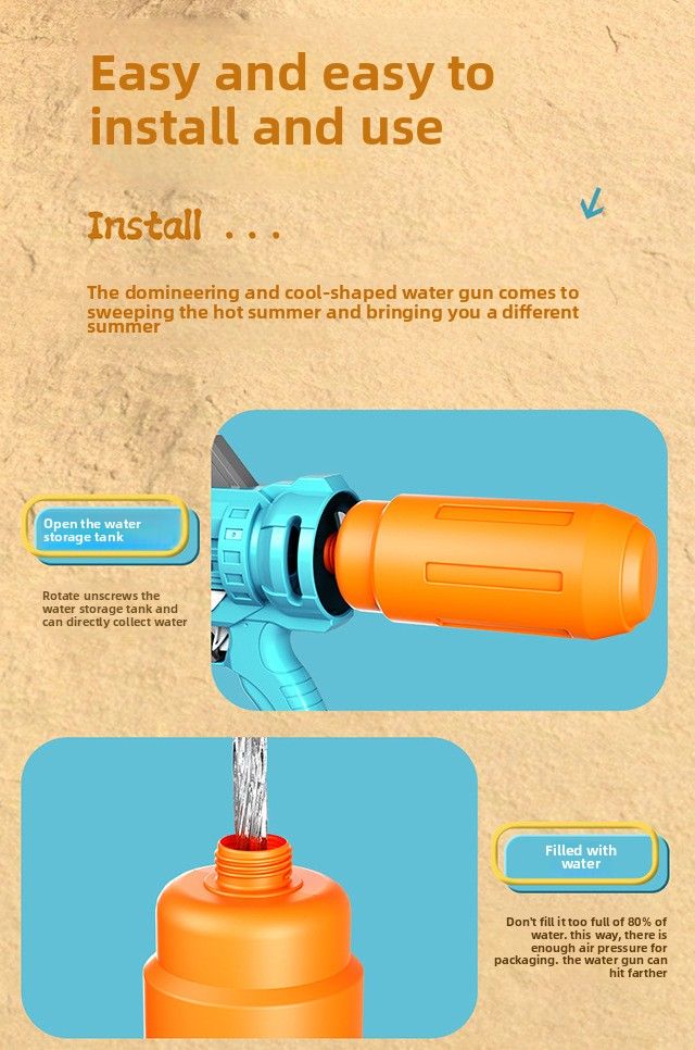 Pistola ad acqua giocattolo per bambini, grande, estraibile, di grande capacità, per spruzzi d'acqua da spiaggia, per combattere con l'acqua, per esterni_voghion.com