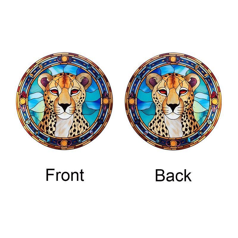 Pendentif attrape-soleil en acrylique imprimé recto verso en forme d'aigle léopard animal avec chaîne et ventouse_voghion.com