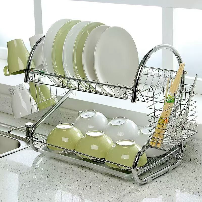 Scolapiatti multistrato a forma di S per la cucina, contenitore a doppio strato, utensili magici e rastrelliere per ciotole_voghion.com