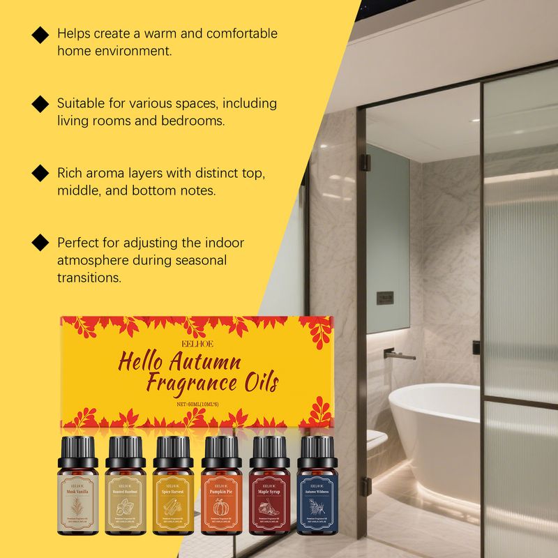 EELHOE Herbst-Set mit ätherischen Ölen, Verbreiten Sie einen warmen Duft, Schaffen Sie eine angenehme Atmosphäre zu Hause, Pflanzen-Aromatherapie_voghion.com