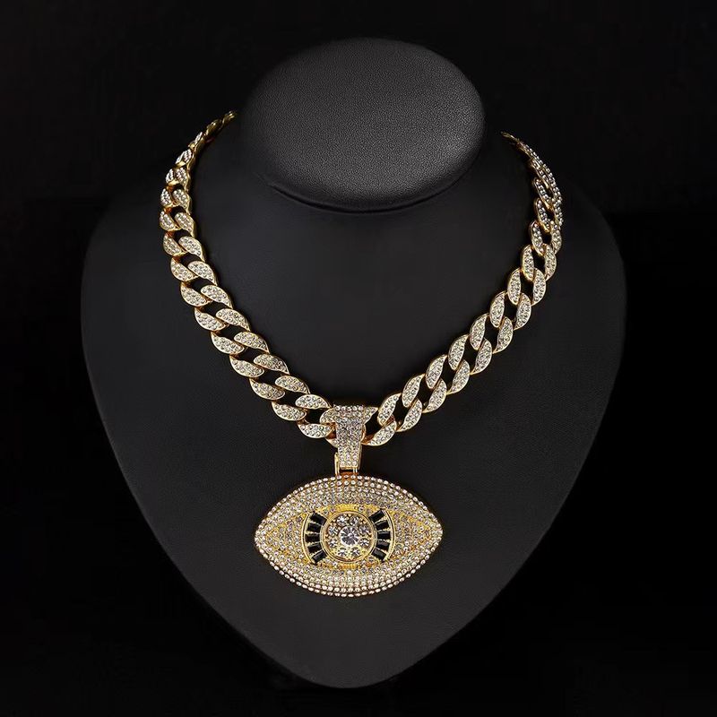 Nieuwe legering diamanten engel hiphop gepersonaliseerde creatieve duivelsoog hanger Cubaanse ketting_voghion.com