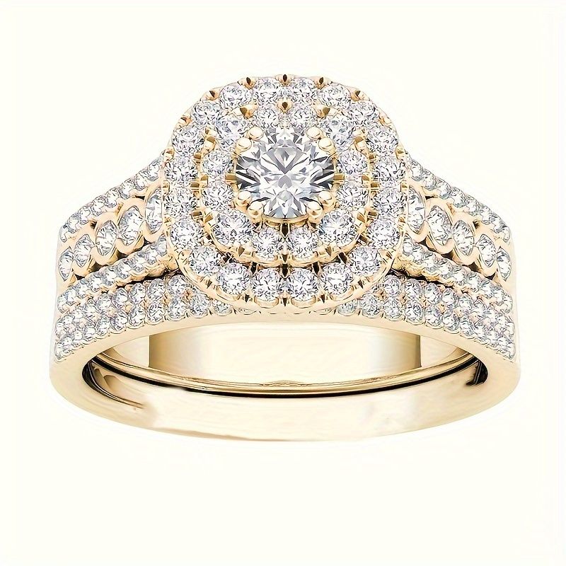 2025 nuovi arrivi 2 pezzi/set anelli in acciaio inossidabile dorato da donna, per coppie di fidanzamenti e matrimoni_voghion.com