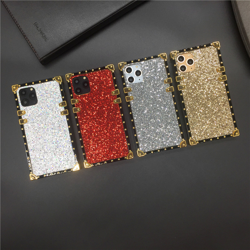 Luxury Bling Glitter Square Case For iPhone 13 X XS Max XR Sequins Cover Phone Cases for iphone 14 PRO MAX 12 11 7 Plus 8 6 6S_voghion.com