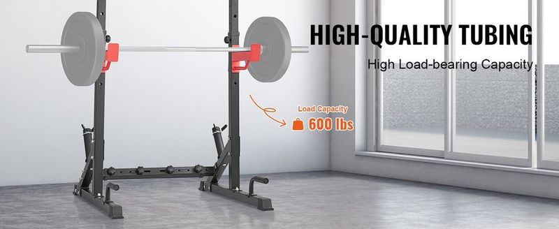 VEVOR Squat Stand Power Rack, Multi-Functional Barbell Rack With Hook, Weight Plate Storage Attachment, Adjustable Free Bench Press Stands, Max Load 600 Lbs Steel Exercise Squat Stand For Gym/Home Gym_voghion.com