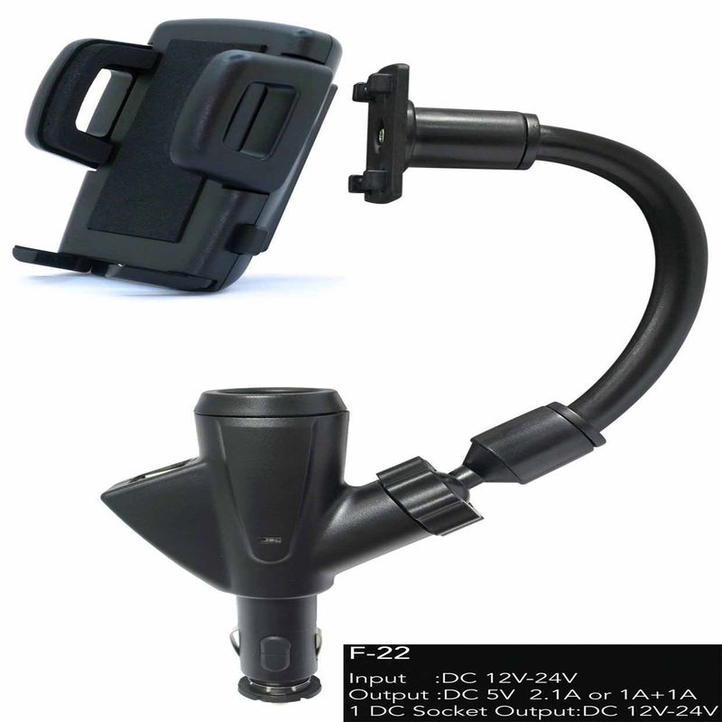 Support de navigation électronique universel pour voiture, allume-cigare, téléphone portable, rechargeable, GPS, double port USB 5 V/2 A_voghion.com