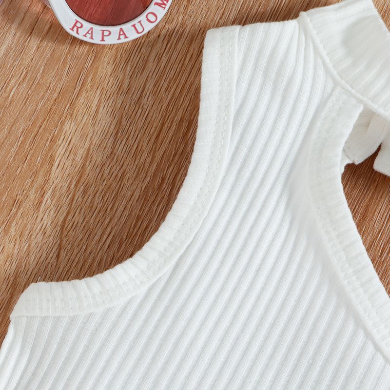 TX Abbigliamento per bambini Estate Senza Maniche Spalle Scoperte Pantaloncini Arricciati Set alla Moda per Ragazze_voghion.com