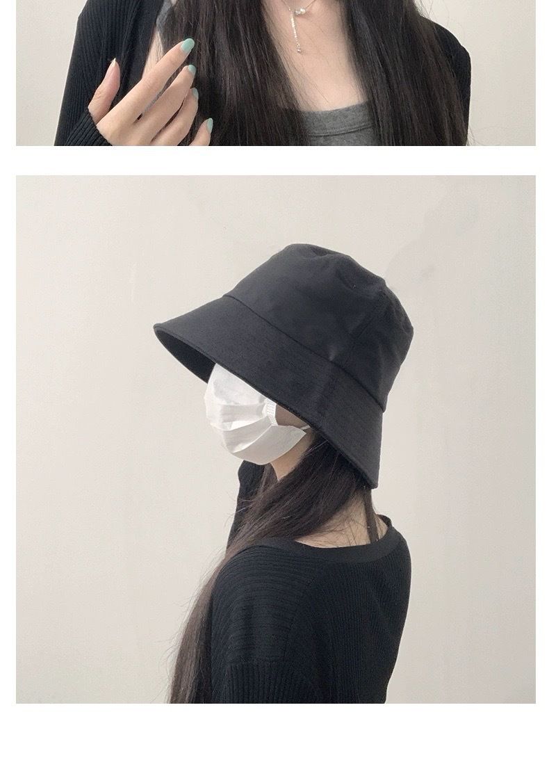 Cappello da pescatore nero da donna, primavera e autunno, versione coreana, casual, tutto abbinato, protezione solare, stile giapponese, cappello da sole_voghion.com