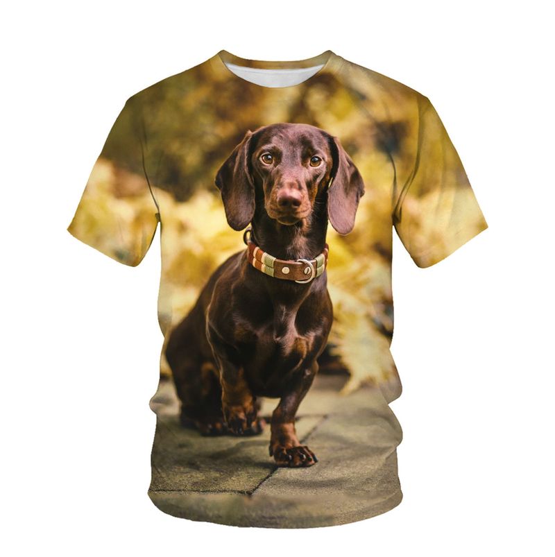 Maglietta estiva con stampa digitale 3D, per uomo e donna, con scollo rotondo, per cani da compagnia_voghion.com
