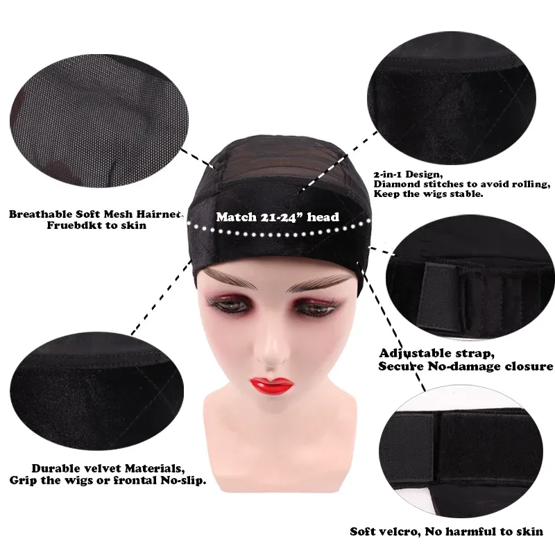 Breathable Wig Grip Cap Velvet Wig Caps Hair Protective_voghion.com