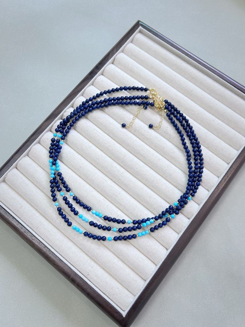 Collana Oxygen Ocean Lapislazzuli Turchese Versatile Vintage Impilato Indossare Semplice Catena Clavicola San Valentino Regalo di Compleanno_voghion.com