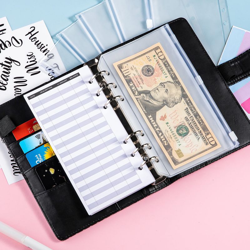 Carnets rechargeables, classeur laser, carnet créatif en PU, budget, feuilles mobiles, manuel, plan d'épargne_voghion.com