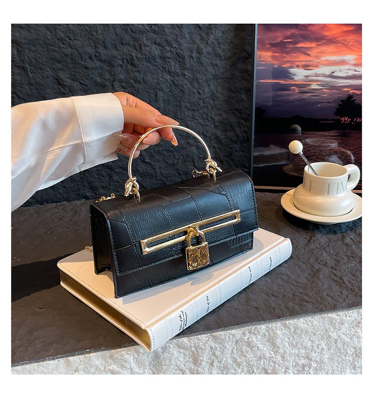 Women's Stylish And Versatile Small Square Shoulder Bag - Crossbody & Handheld For Daily Use, PU Leather With Alligator Texture, Magnetic Closure_voghion.com