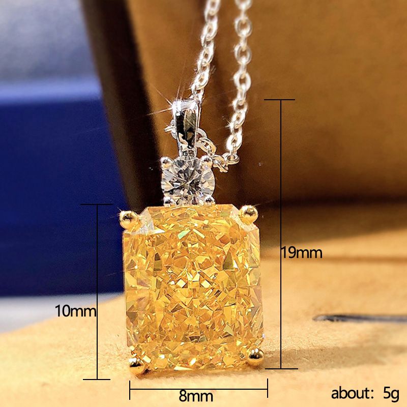 Cao Shi 2022, collana da donna in stile nuovo 8* 10 con diamanti gialli tagliati a ghiaccio, collana con zircone a forma di O_voghion.com