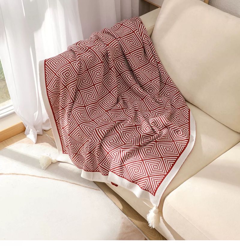 Striped Knitted Blanket Sofa Blanket Air Conditioning Blanket Bed Blanket Office Blanket_voghion.com