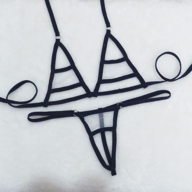 Maillot de bain mini pour femme, maillot de bain sexy transparent à trois points, en maille_voghion.com