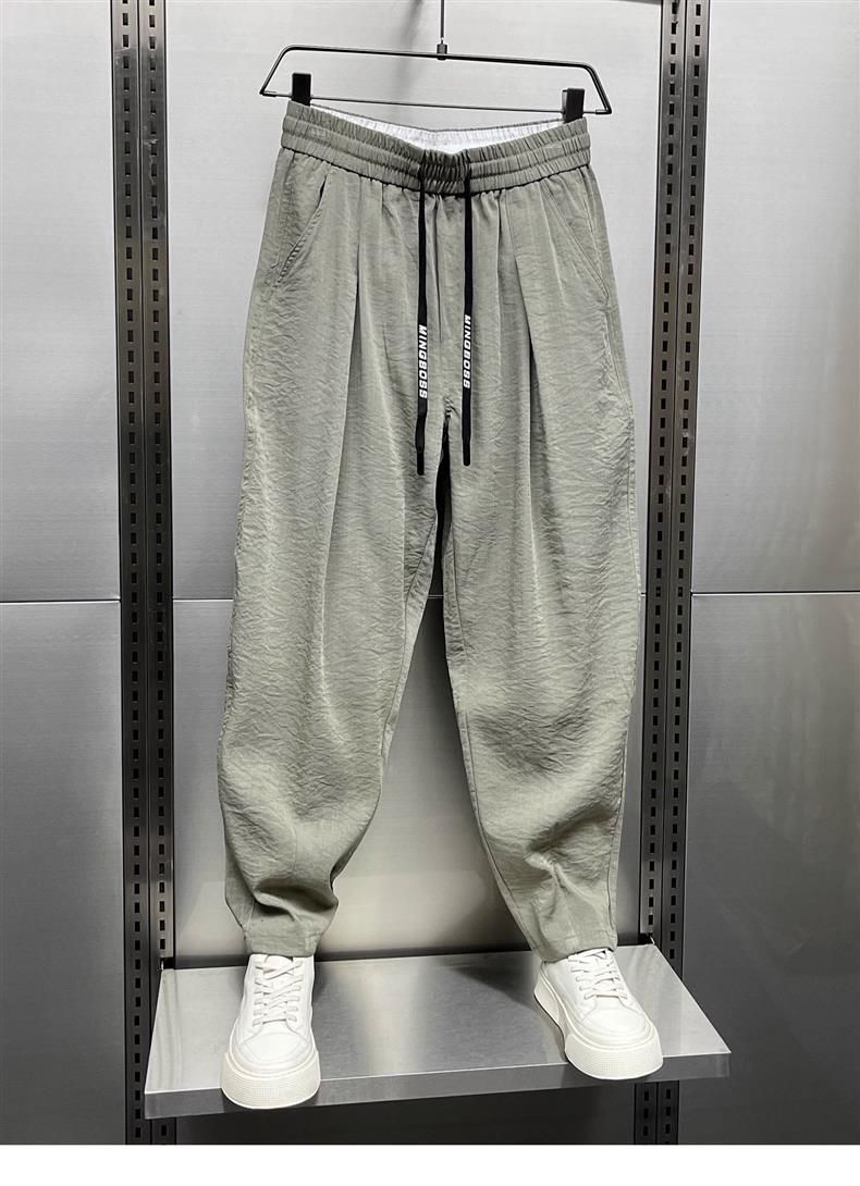 Men's Clothing 2024 Summer New Cotton and Linen Ultra thin Casual Pants Men's Breathable Drape Pants Trendy Loose Harem Carrot Pants_voghion.com
