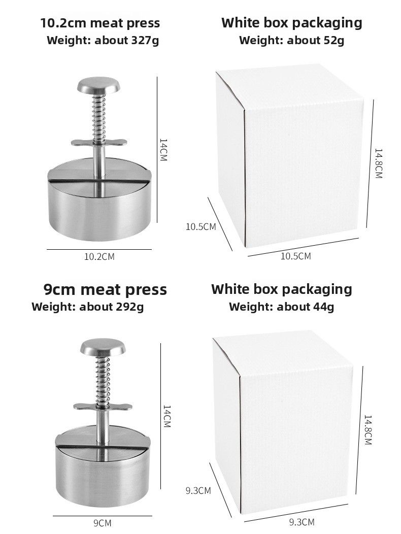 Food Grade 304 Stainless Steel Hamburger Manual Press Household Round Meat Patty Mold Kitchen Tool_voghion.com