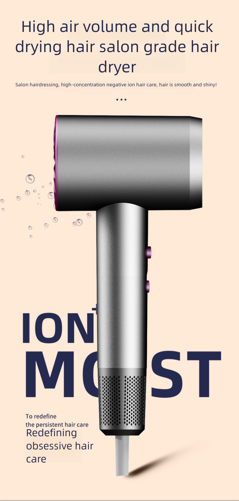 High-Speed Negative Ion Salon Home Use Constant Temperature High Power Quick-Dry T-Shaped Hair Dryer_voghion.com