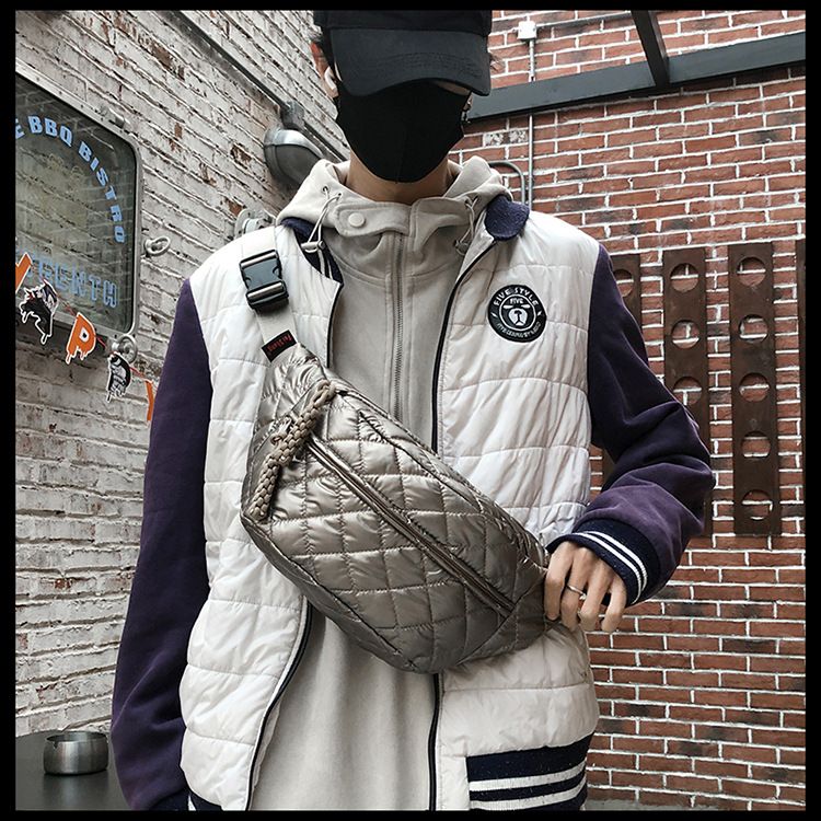 Winter New Women's Waist Bag Large Capacity Cotton Coat Crossbody Bag Fashion Waist Bag Diamond Embroidery Couple Chest Bag_voghion.com