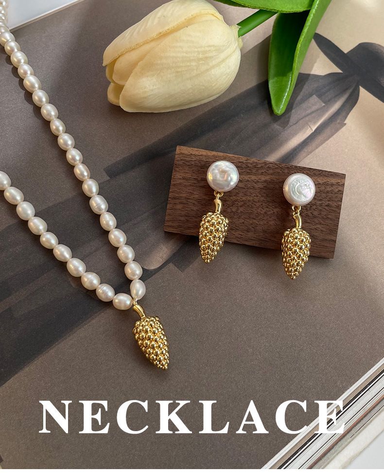 Collana di uva di perle d'acqua dolce giapponese e coreana di nuovo stile per donna, catena di clavicola con perline di fascia alta, semplice e versatile, fatta a mano_voghion.com