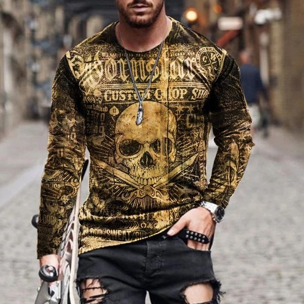 Bedrucktes langärmliges Herren-T-Shirt_voghion.com