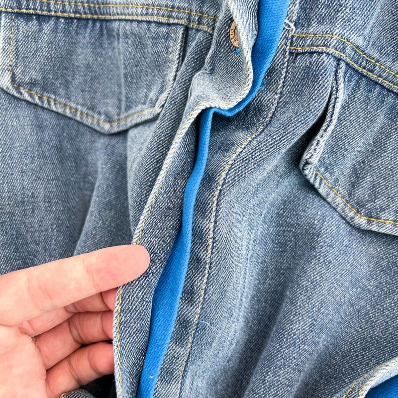 Women's Clothing autumn and winter new retro Hong Kong style temperament single breasted shirt skirt single breasted denim splicing A line dress_voghion.com