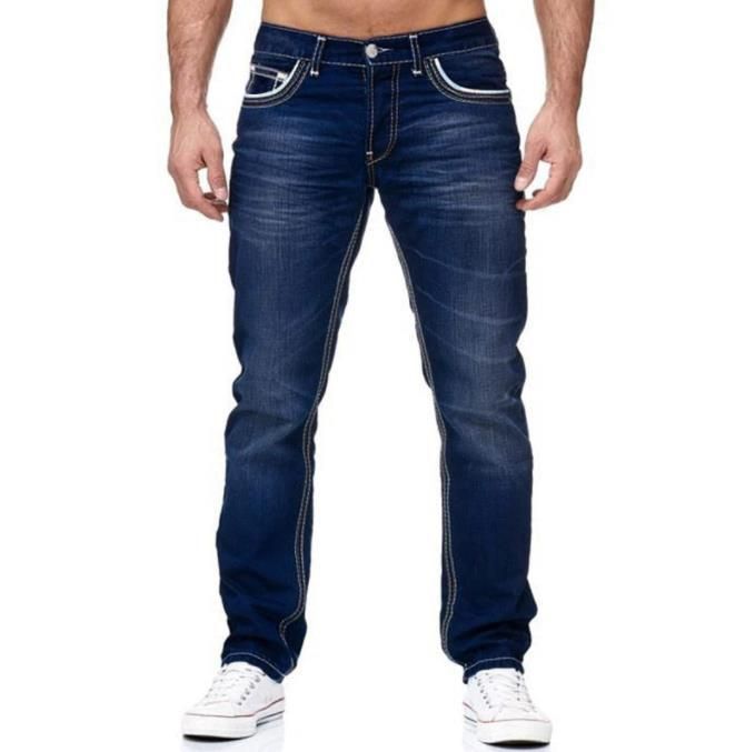 Nouveau style de haute qualité pour hommes Slim Double Line Jeans Gold Classic Tricolor Jeans Nouveau_voghion.com