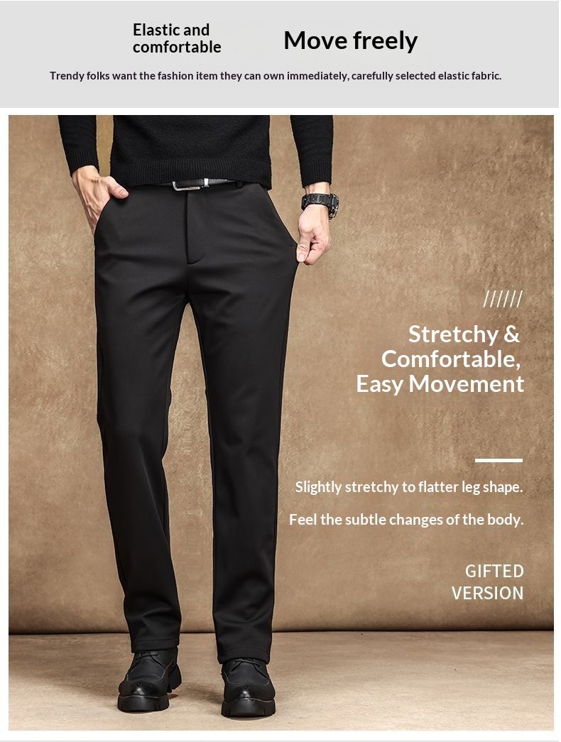 Pantalon habillé homme Cove automne hiver affaires en laine et soie, coupe slim stretch, style décontracté._voghion.com