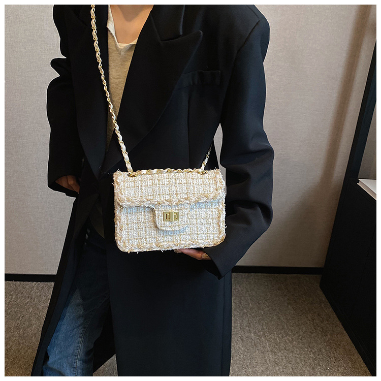 Borse di lana di nicchia popolari per borse da donna, borse a tracolla versatili popolari, borse quadrate piccole e monospalla alla moda_voghion.com