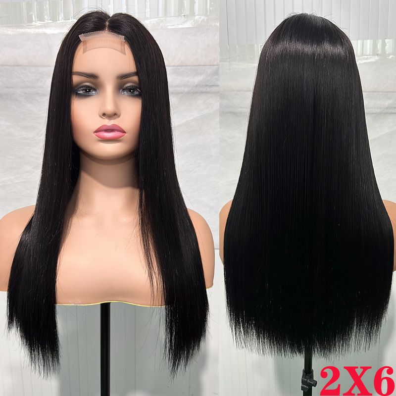 Parrucche di capelli umani lisci e setosi al 100% con doppia estensione, densità 200, chiusura HD 2X6 4x4, senza colla, da indossare e da indossare, pre-pizzicate_voghion.com
