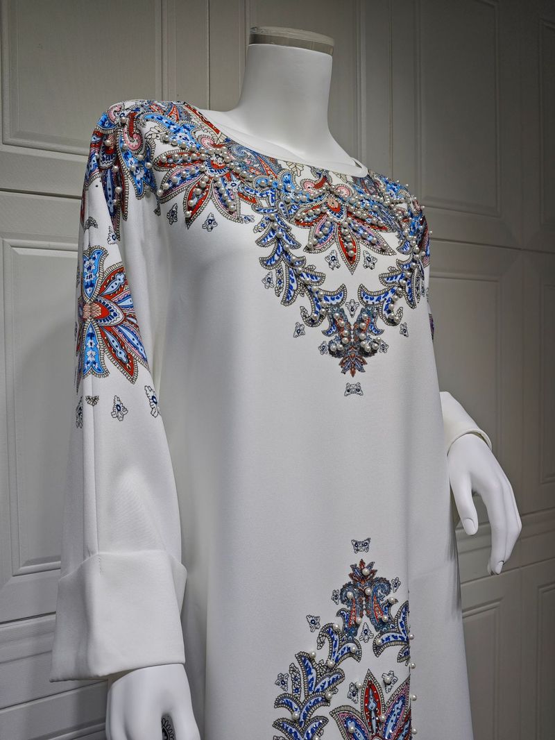Abbigliamento da donna Abito alla moda musulmana Stampato Posizionamento Fiore Diamante caldo Abito da donna Abito mediorientale_voghion.com