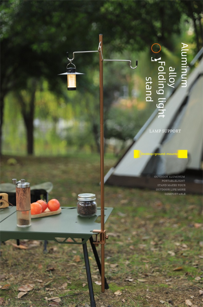 Outdoor Ultra-light Small Pole Portable Folding Mini Camping Picnic Table Fixed Aluminum Alloy Light Stand_voghion.com
