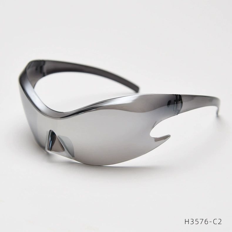 LazyZoom Fashion Cool Avant-Garde Fashionable One-Piece Sunglasses Future Technology Style Integrated Concave Modeling Ball Cat_voghion.com