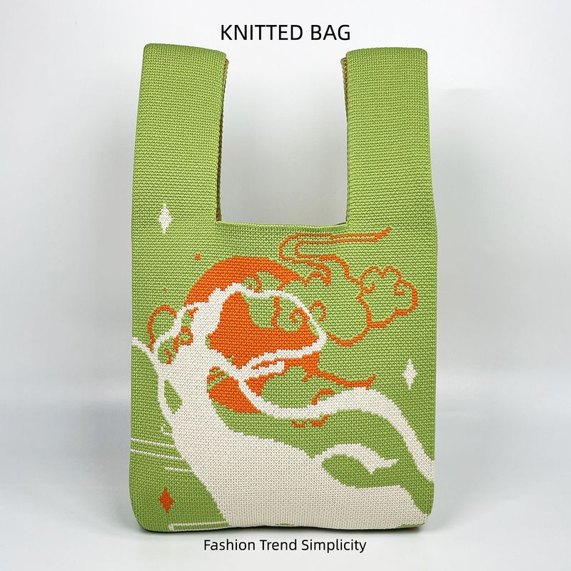 Mid-Autumn Festival Moon Rabbit Gestrickte Mooncake Verpackung Handtasche Große Kapazität Geschenkbox Einkaufstasche für Frauen_voghion.com