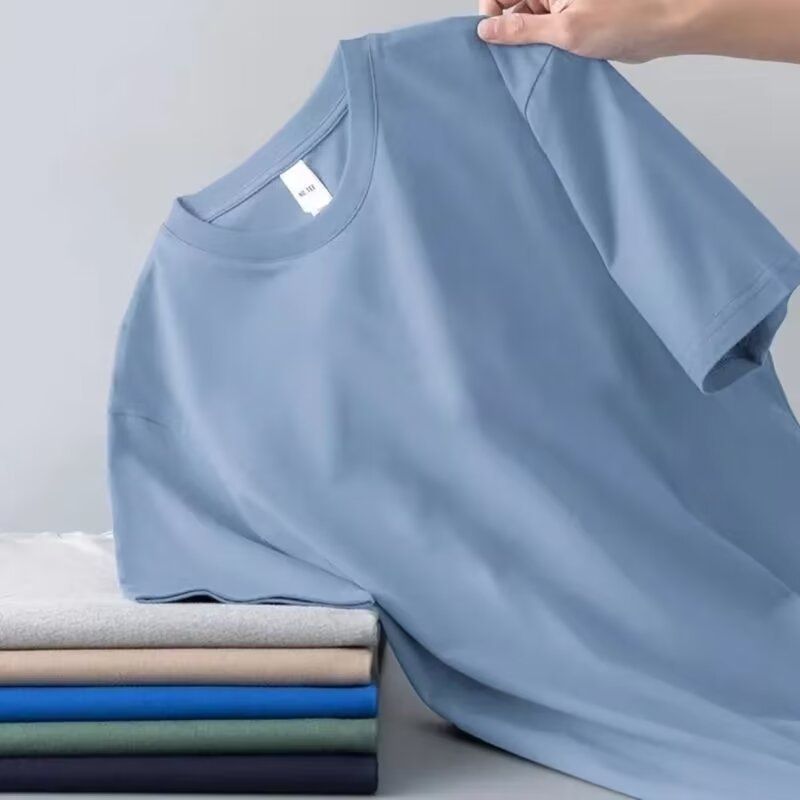 Summer New Short For Men With Round Neck And Solid Color Upper Garment Casual Loose Half Sleeved Basic Base T-shirt_voghion.com