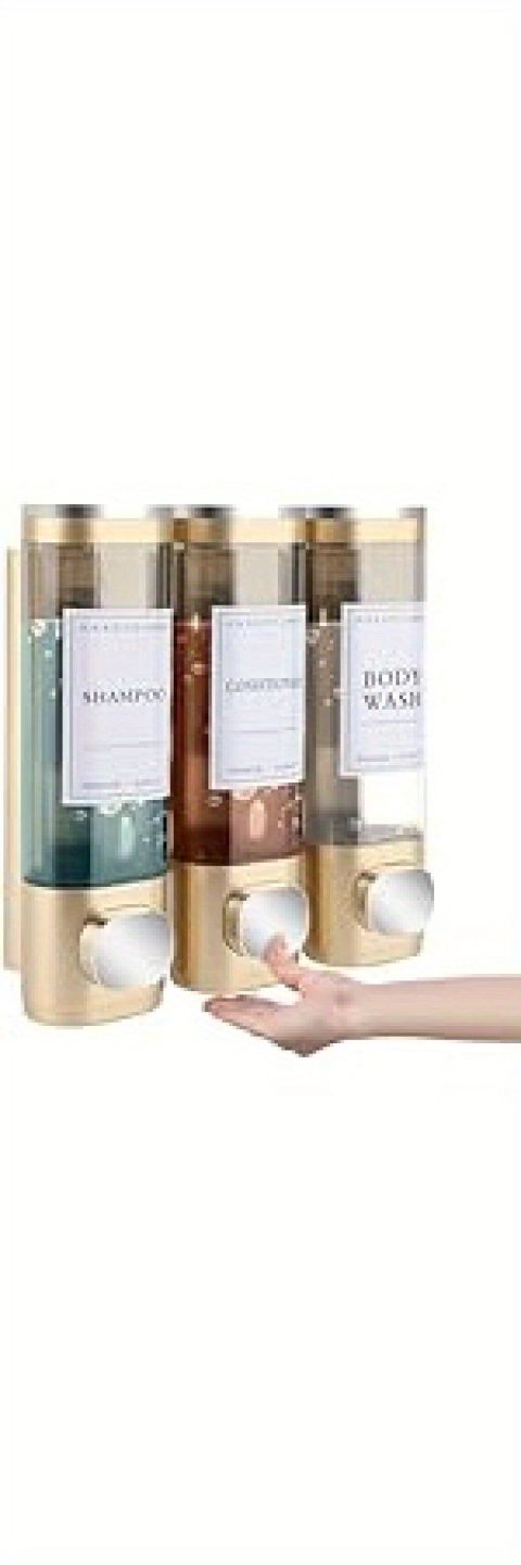 Wandmontierter Seifenspender, Duschgelspender, Dreifach-Shampoo- und Spülungsspender, ohne Bohren, ABS, 300 ml * 3_voghion.com