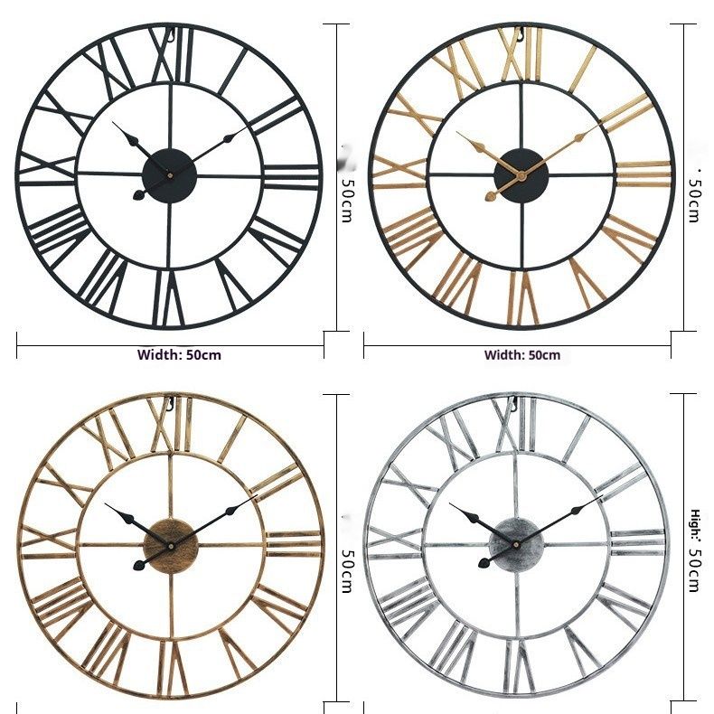 Europeisk stil minimalistisk vardagsrum järnkonst tyst digital väggklocka kreativ Jifeng klocka_voghion.com