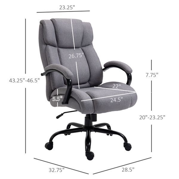 Vinsetto Big And Tall Executive Office Chair 484lbs With Wide Seat, Computer Desk Chair, Adjustable Height, Light Gray_voghion.com