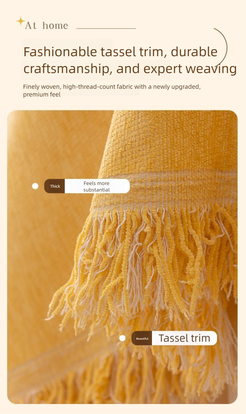 Puxu Chenille Sofa Throw All-Season Thickened One-Piece High-End Solid Color Full Cover Set_voghion.com