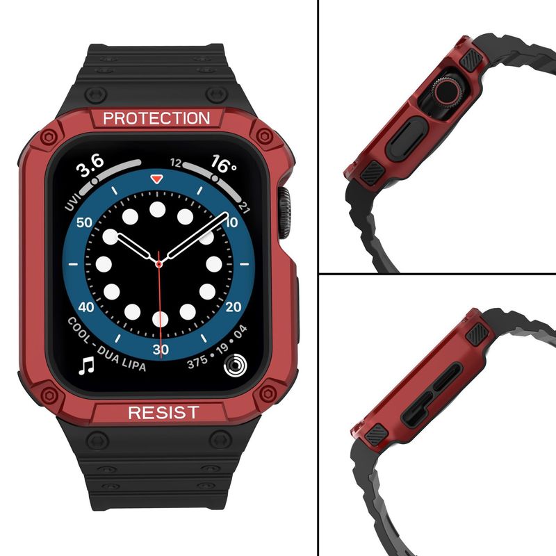 Suitable for Apple Watch integrated strap iwatch contrast color silicone strap wholesale TPU + PC shell_voghion.com