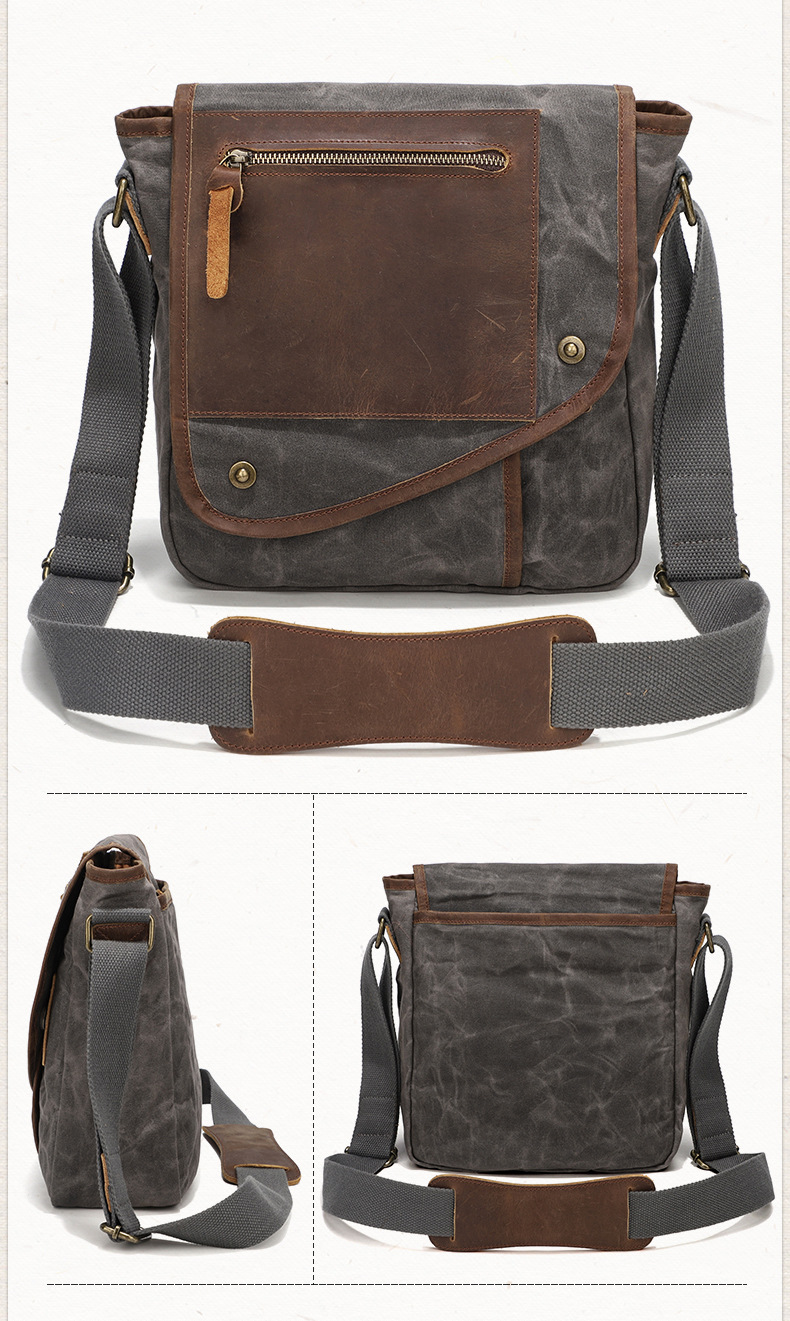 Casual retro men's crossbody bag, men's single shoulder backpack, wax printed waterproof canvas bag_voghion.com
