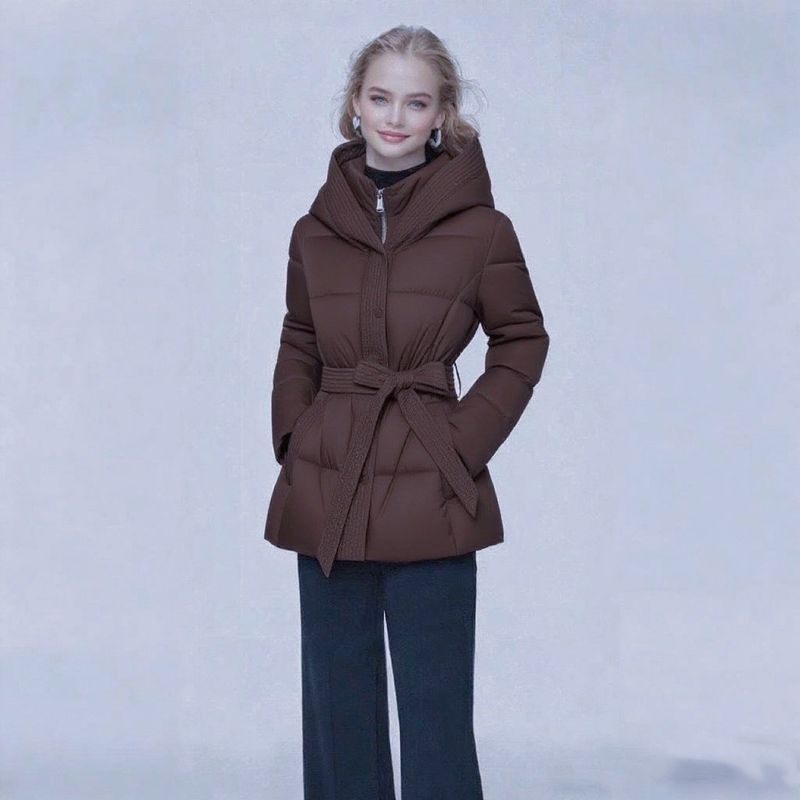 Veste matelassée noire pour femme, manteau chaud d'hiver, doudoune courte oversize avec capuche, pour petites et grandes tailles._voghion.com