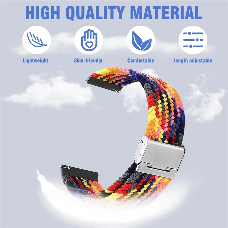 20mm 22mm Band für Samsung Galaxy Watch 4/classic /5 pro 45mm 44mm geflochtenes Solo-Loop-Armband Correa HUAWEI Watch GT 2e 3 Armband_voghion.com