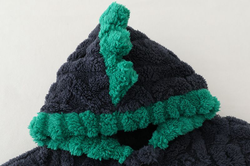 Otoño e invierno para niños con pijamas con capucha de lana, conjunto de manga larga, ropa cálida para el hogar para bebés, dos conjuntos_voghion.com
