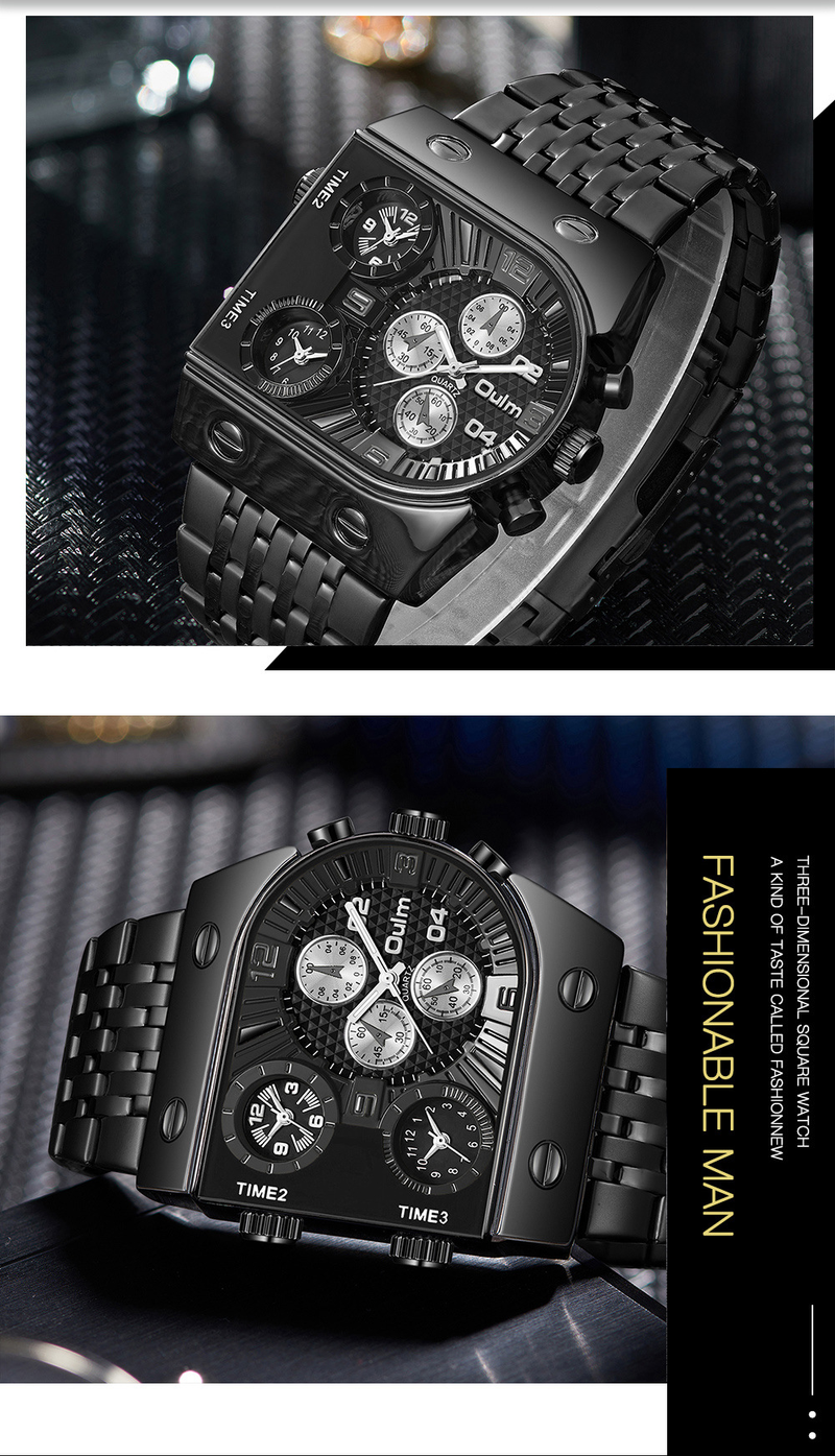 Men's Watches Multi-time Large Dial Luminous Men's Watch Steel Belt Leisure Quartz Watch Gold_voghion.com