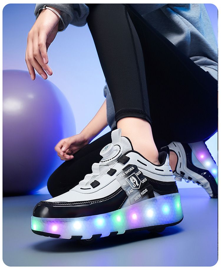 Kids Shoes New running shoes, girls' roller skates, small four-wheel detachable walking invisible luminous shoes_voghion.com