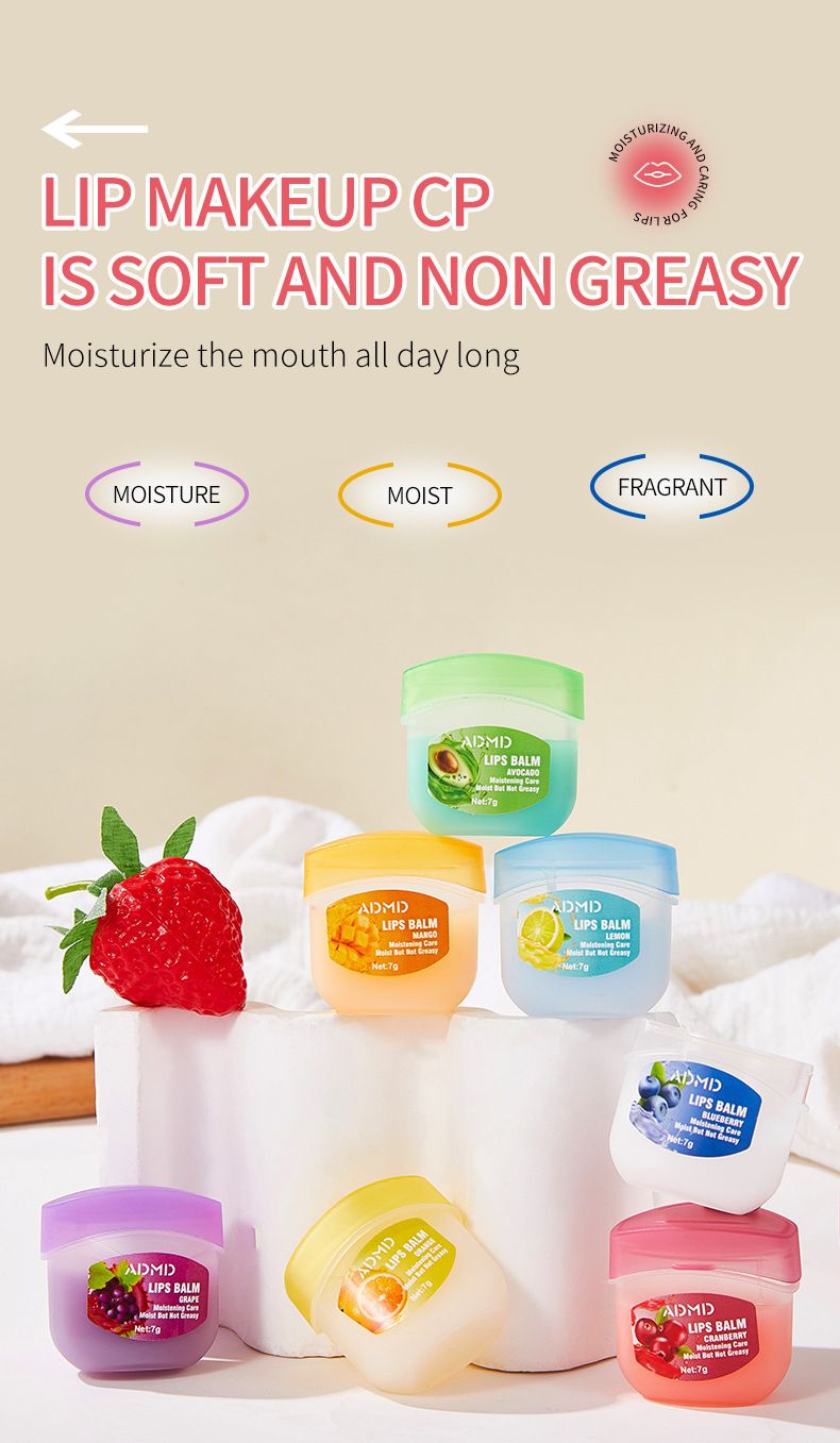 ADMD MSDS venda quente 8 conjuntos de máscara labial hidratante sabor frutas bálsamo labial conjunto de máscara labial_voghion.com