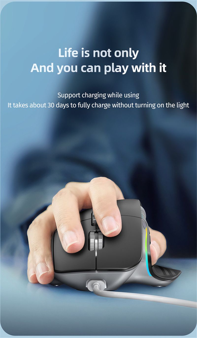 2,4 G Kabellose Bluetooth RGB Wiederaufladbare Ergonomische Computermaus Für Gaming Office_voghion.com