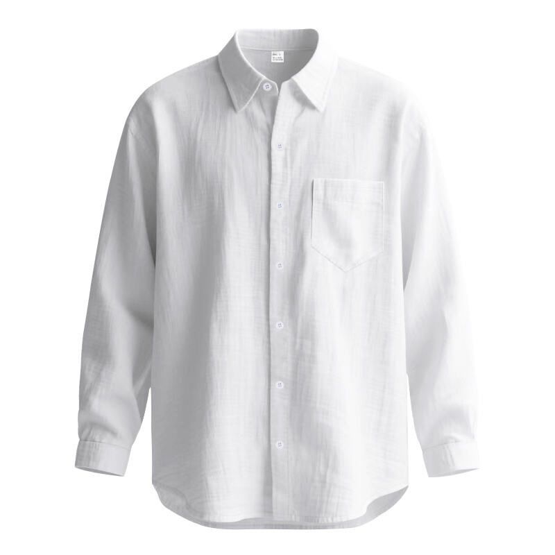 Chemise décontractée en lin pour homme – Chemise boutonnée respirante avec col à revers (blanc/noir/vert kaki/bleu clair, tailles S à XXXL)_voghion.com